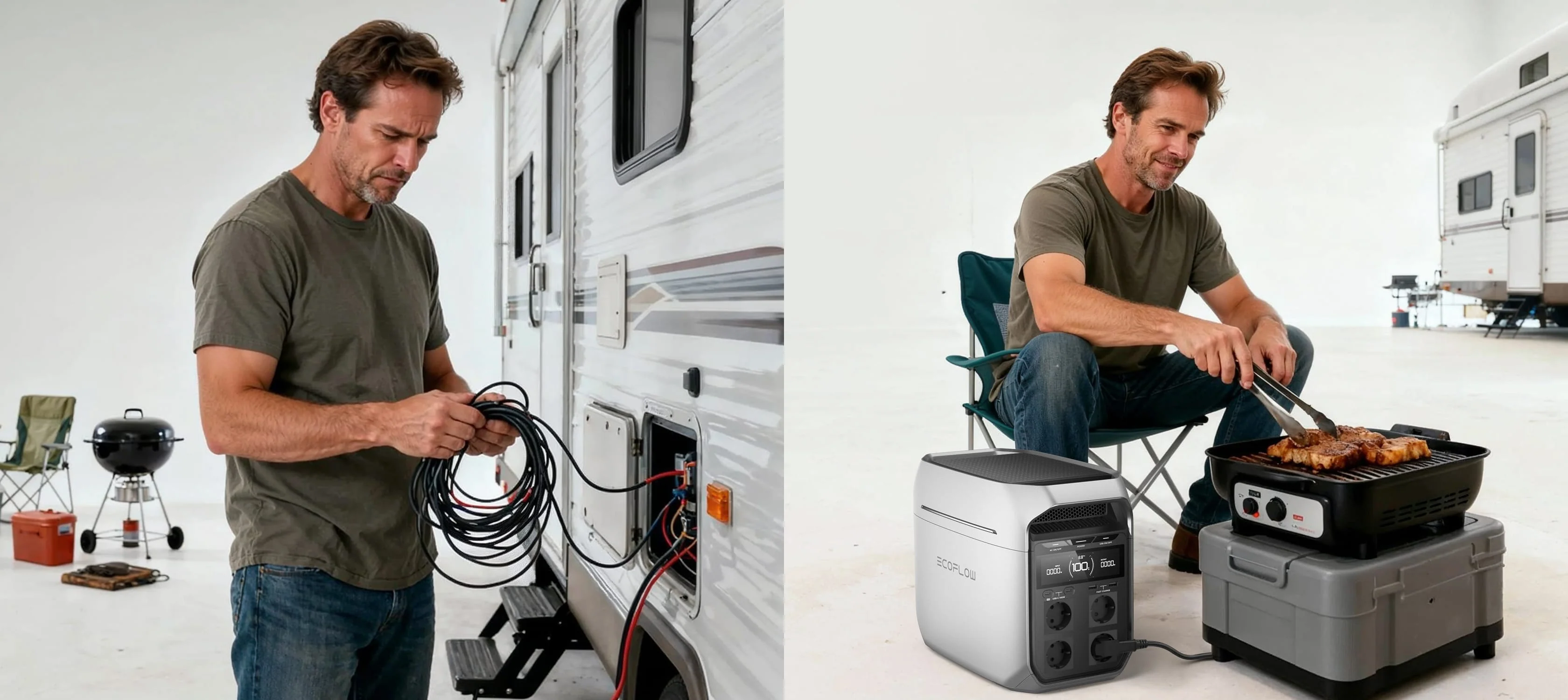 Chargeur d’alternateur EcoFlow utilisé dans un véhicule aménagé